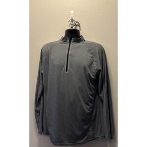 Men's Hind Heather Gray Quarter Zip Long Sleeve Athletic Running Top Size L